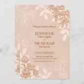 Moderne bloemen en bladeren voor bruiloft kaart (Voorkant / Achterkant)