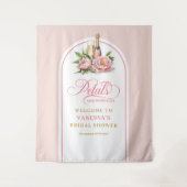 Moderne bloemen en prosecco feestelijke muurdecora wandkleed (Voorkant)