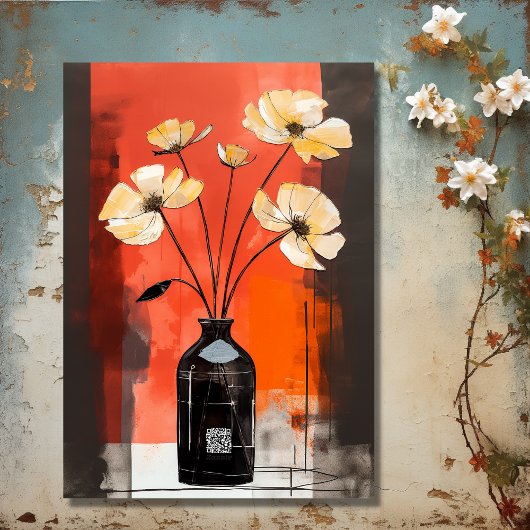  moderne bloemen en vaas verjaardag kaart