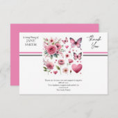 Moderne bloemen en vlinders begrafenis bedankkaart (Voorkant / Achterkant)