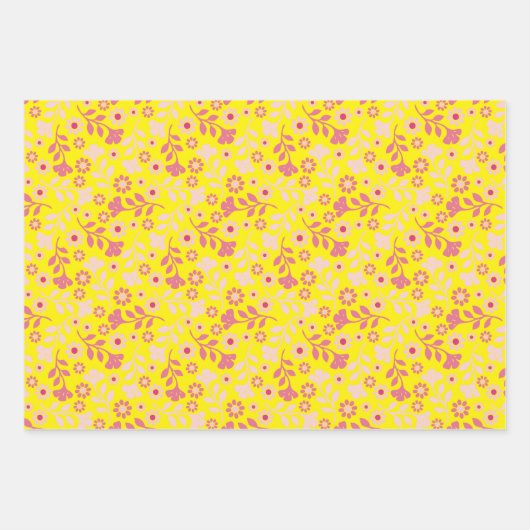  moderne bloemen en wijnstokken inpakpapier vel (Voorkant 3)