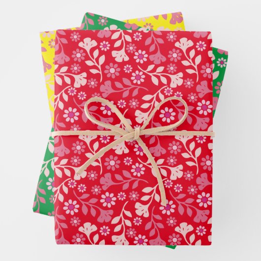  moderne bloemen en wijnstokken inpakpapier vel (In situ)