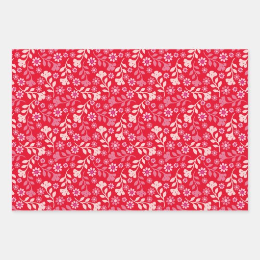  moderne bloemen en wijnstokken inpakpapier vel (Voorkant)