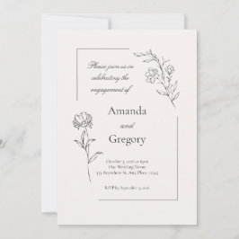 Moderne Bloemen Engagement Party bruiloft uitnodig