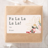 Moderne Bloemen Fa La La! Rechthoekig cadeaulabel Etiket (Insitu)