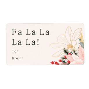 Moderne Bloemen Fa La La! Rechthoekig cadeaulabel Etiket