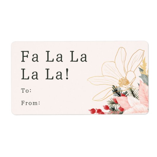 Moderne Bloemen Fa La La! Rechthoekig cadeaulabel Etiket (Voorkant)