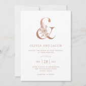 Moderne bloemen | Faux Roos Gold Ampersand Wedding Kaart (Voorkant)