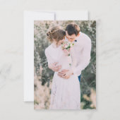 Moderne Bloemen Foto Bruiloft Kaart (Achterkant)