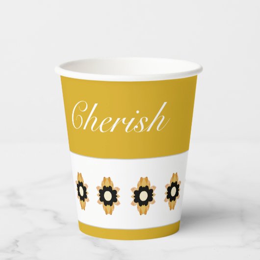 Moderne bloemen geaccentueerd papieren bekers (Voorkant)