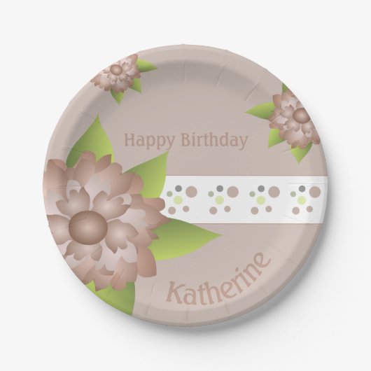 Moderne bloemen geaccentueerd papieren bordje (Voorkant)