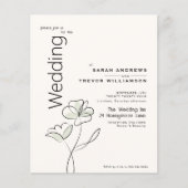 Moderne Bloemen Gedempte Sage Buff Bruiloft uitnod Flyer (Voorkant)