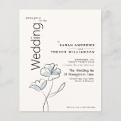 Moderne Bloemen Gedempte Stoffige Blauwe Bruiloft Flyer (Voorkant)
