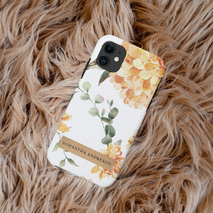 Moderne bloemen Geel en Kraft Persoonlijke Gift Case-Mate iPhone Case