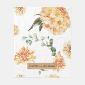 Moderne bloemen Geel en Kraft Persoonlijke Gift Fleece Deken (Voorkant)