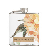 Moderne bloemen Geel en Kraft Persoonlijke Gift Heupfles (Voorkant)