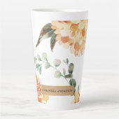Moderne bloemen Geel en Kraft Persoonlijke Gift Latte Mok (Voorkant)