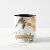 Moderne bloemen Geel en Kraft Persoonlijke Gift Mok (Midden)