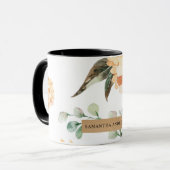 Moderne bloemen Geel en Kraft Persoonlijke Gift Mok (Voorkant links)