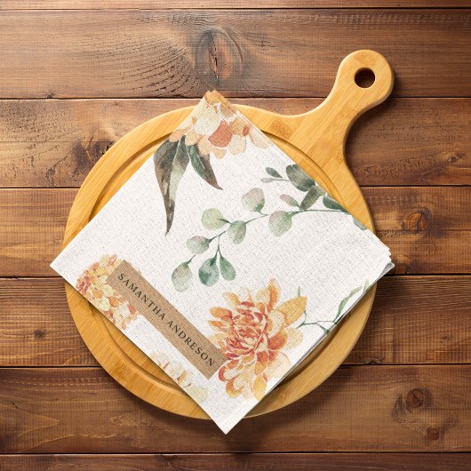 Moderne bloemen Geel en Kraft Persoonlijke Gift Theedoek