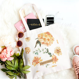 Moderne bloemen Geel en Kraft Persoonlijke Gift Tote Bag