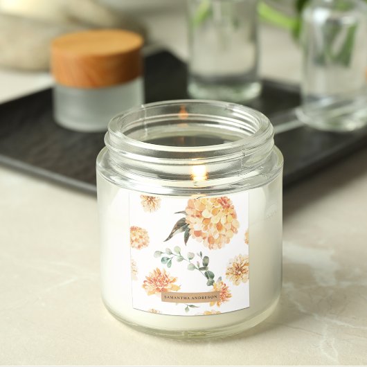 Moderne bloemen Geel en Kraft Persoonlijke Gift Vierkante Sticker