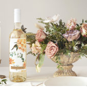 Moderne bloemen Geel en Kraft Persoonlijke Gift Wijn Etiket