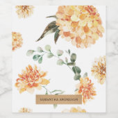 Moderne bloemen Geel en Kraft Persoonlijke Gift Wijn Etiket (Enkel label)