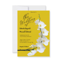 Moderne Bloemen Geel en Witte Orchideeën Bruiloft