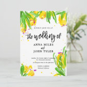 Moderne Bloemen Geel Groen Violette Kalligrafie Kaart (Staand voorkant)