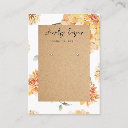 Moderne Bloemen Geel & Kraft Verdienhouder Visitekaartje (Voorkant)