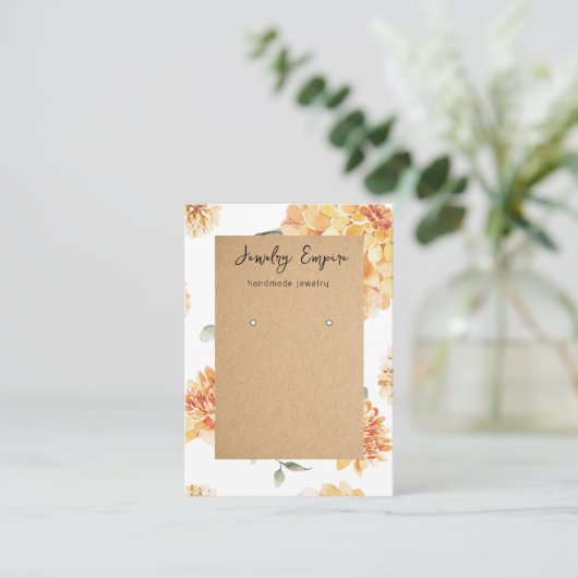 Moderne Bloemen Geel & Kraft Verdienhouder Visitekaartje (Staand voorkant)