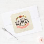 Moderne Bloemen Gelukkige Moederdag Vierkante Sticker (Envelop)