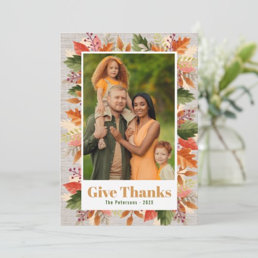 MODERNE BLOEMEN | Gelukkige Thanksgiving-kaart Bedankkaart (Staand voorkant)