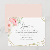 Moderne Bloemen Geometrische bruiloft Receptie Kaa RSVP Kaartje (Voorkant / Achterkant)