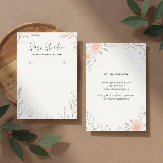 Moderne Bloemen Gepersonaliseerde Oorbel Display S Visitekaartje