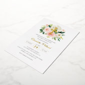 Moderne Bloemen Gouden Kruis Meisjes Eerste Commun Folie Uitnodiging (Gedraaid)