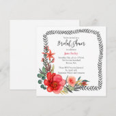 Moderne Bloemen Grens Bruids Douche Uitnodiging (Voorkant / Achterkant)