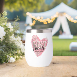 Moderne Bloemen Hart Thermische Wijn Tumbler