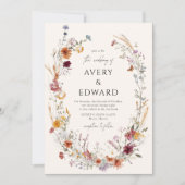 Moderne Bloemen Herfst Trouwen Rustiek Boho Kaart (Voorkant)