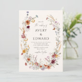 Moderne Bloemen Herfst Trouwen Rustiek Boho Kaart (Staand voorkant)