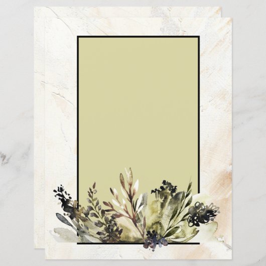 Moderne Bloemen Houtskool Tekening Scrapbook Papie (Voorkant / Achterkant)