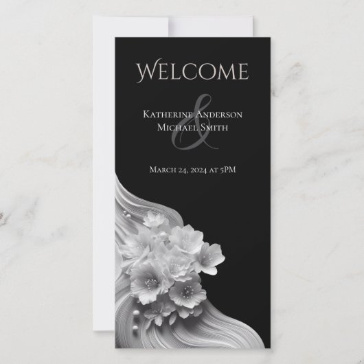 Moderne Bloemen Huwelijk Zwart-wit (Voorkant)