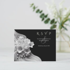 Moderne Bloemen Huwelijk Zwart-wit Briefkaart