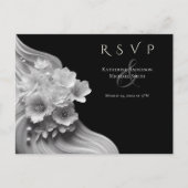 Moderne Bloemen Huwelijk Zwart-wit Briefkaart (Voorkant)