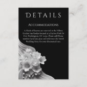 Moderne Bloemen Huwelijk Zwart-wit Informatiekaartje (Achterkant)