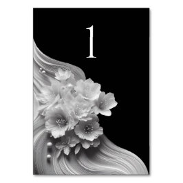 Moderne Bloemen Huwelijk Zwart-wit Kaart