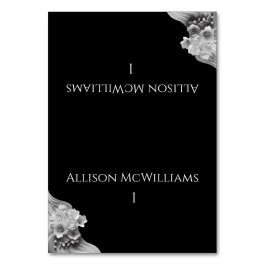 Moderne Bloemen Huwelijk Zwart-wit Kaart (Voorkant)