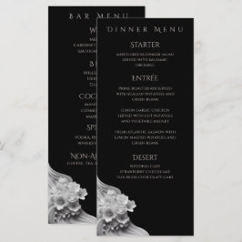 Moderne Bloemen Huwelijk Zwart-wit Menu