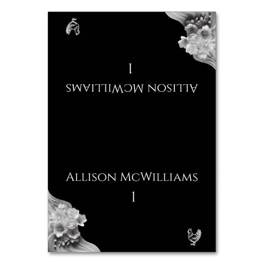 Moderne Bloemen Huwelijk Zwart-wit Pluimvee Kaart (Voorkant)